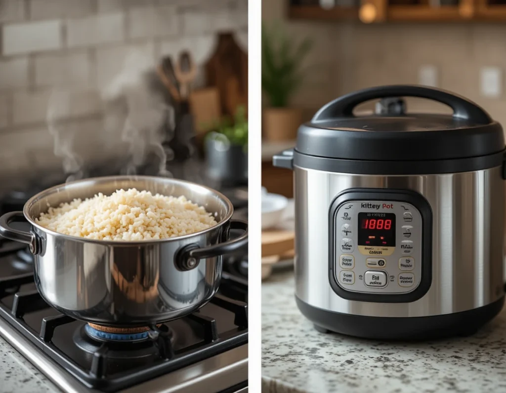 Stovetop vs. rice cooker methods for basmati rice.